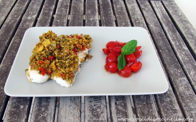 merluzzo gratinato al pomodoro e basilico